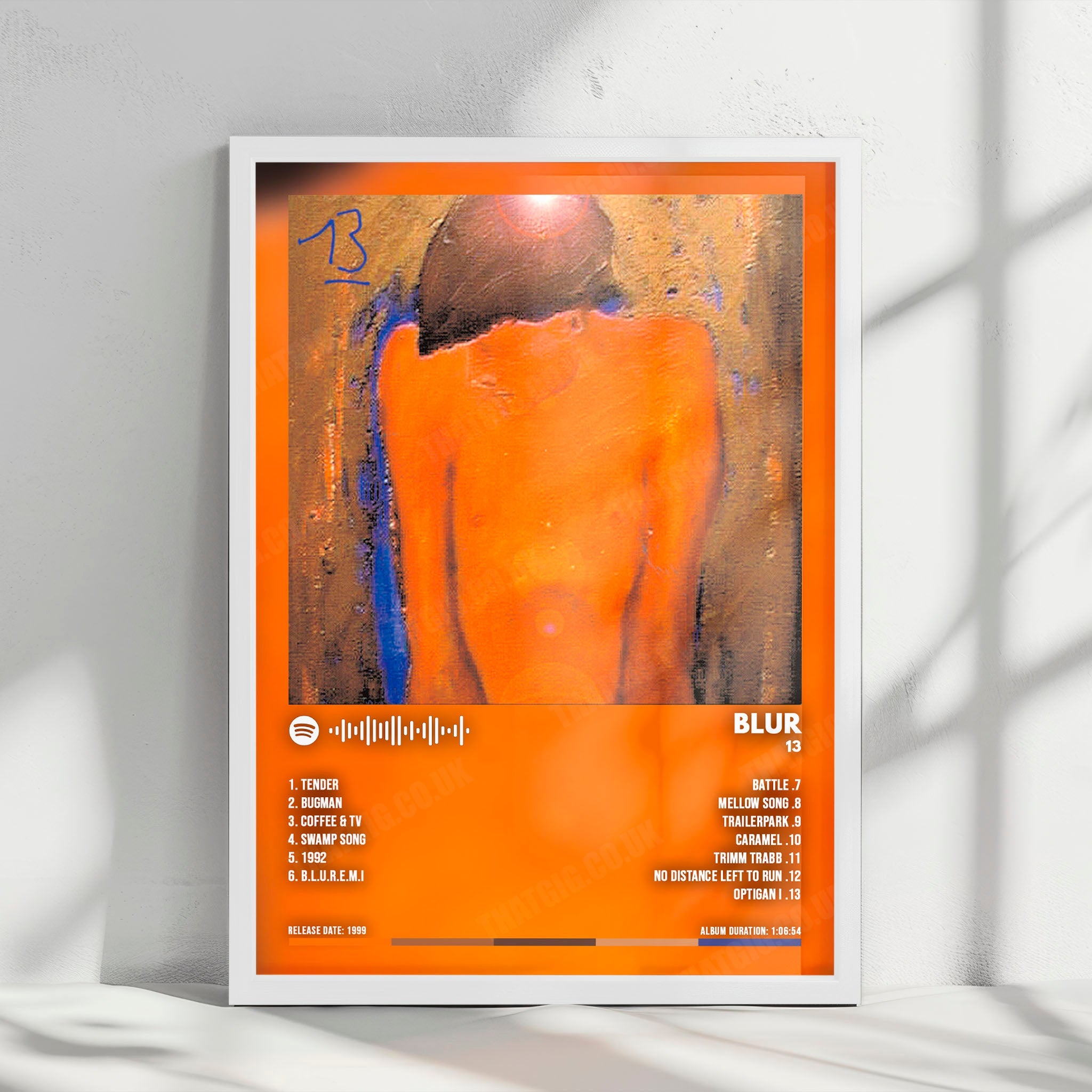 Blur "13" Album Cover Poster - with Complete Tracklist