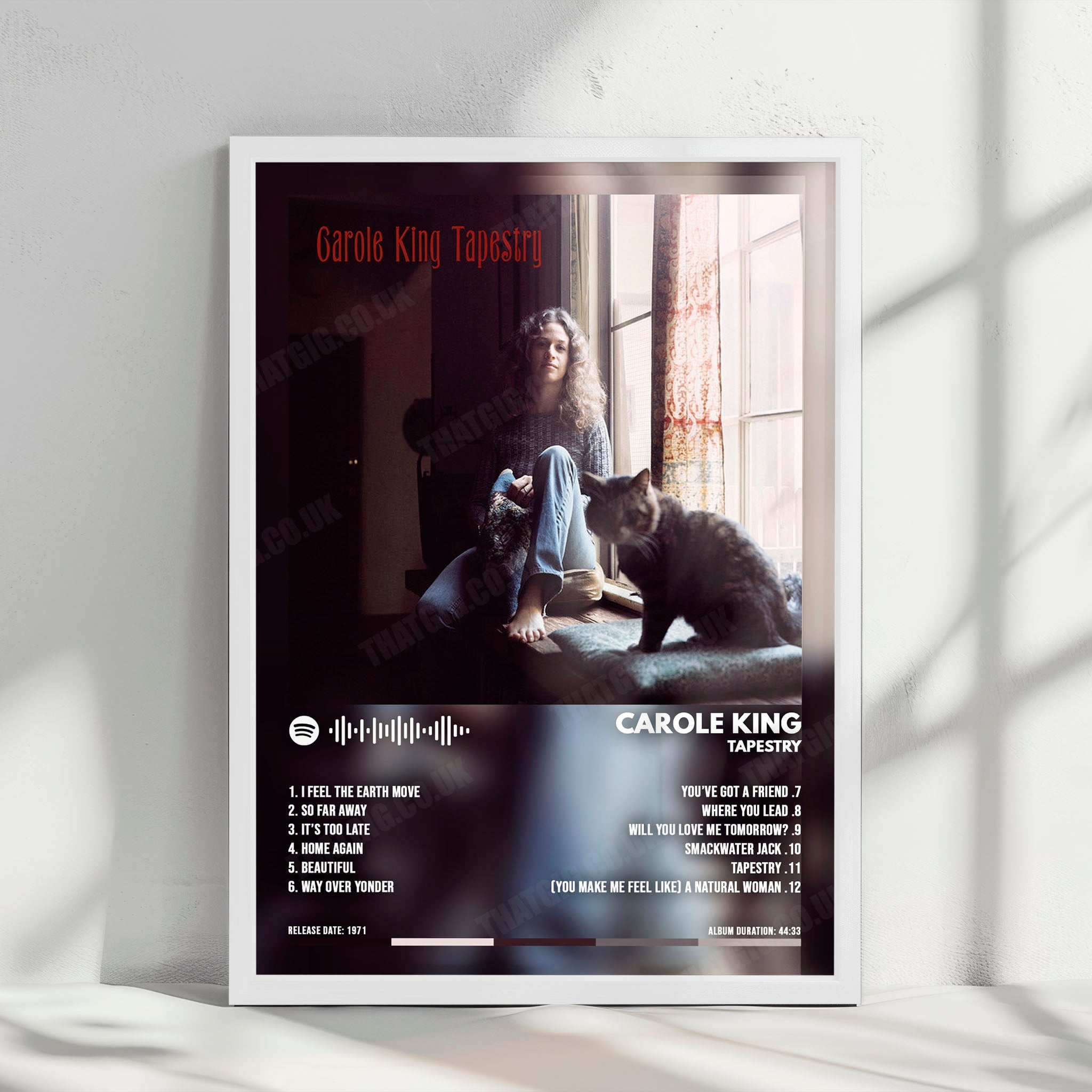 Carole King "Tapestry  " Album Cover Poster - with Complete Tracklist