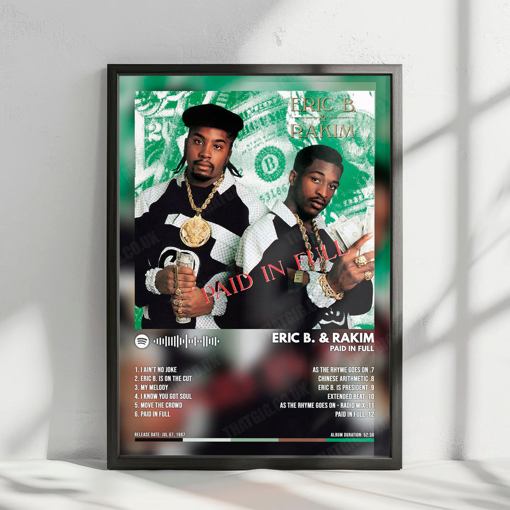 Eric B. & Rakim "Paid in Full" Album Cover Poster - with Complete Tracklist