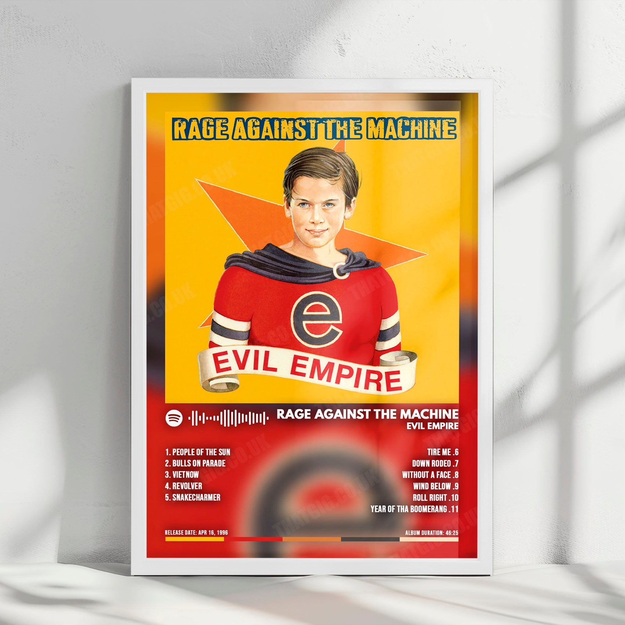 Rage Against the Machine "Evil Empire" Album Cover Poster - with Complete Tracklist