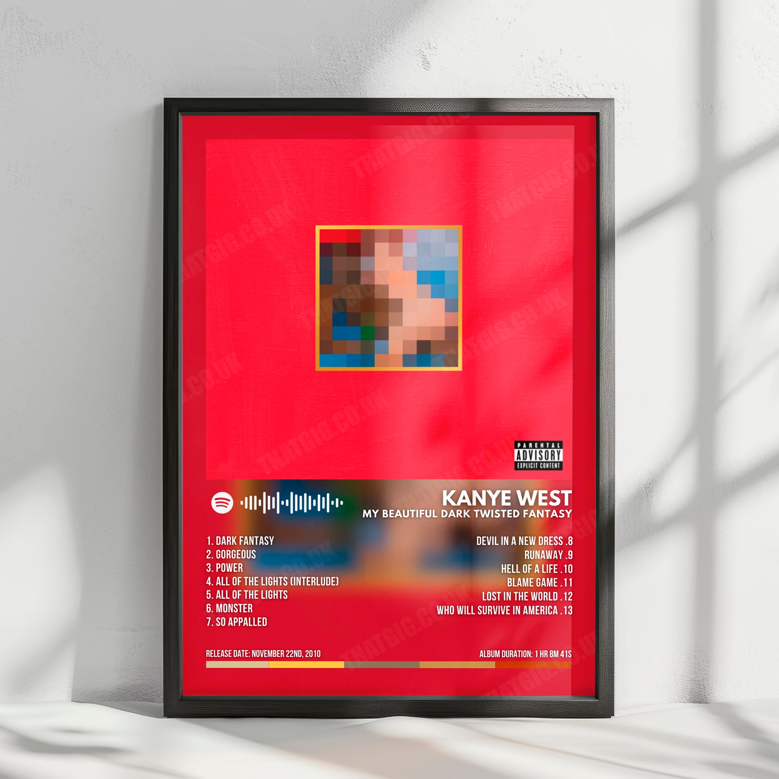 Kanye West "My Beautiful Dark Twisted Fantasy" Album Cover Poster - with Complete Tracklist