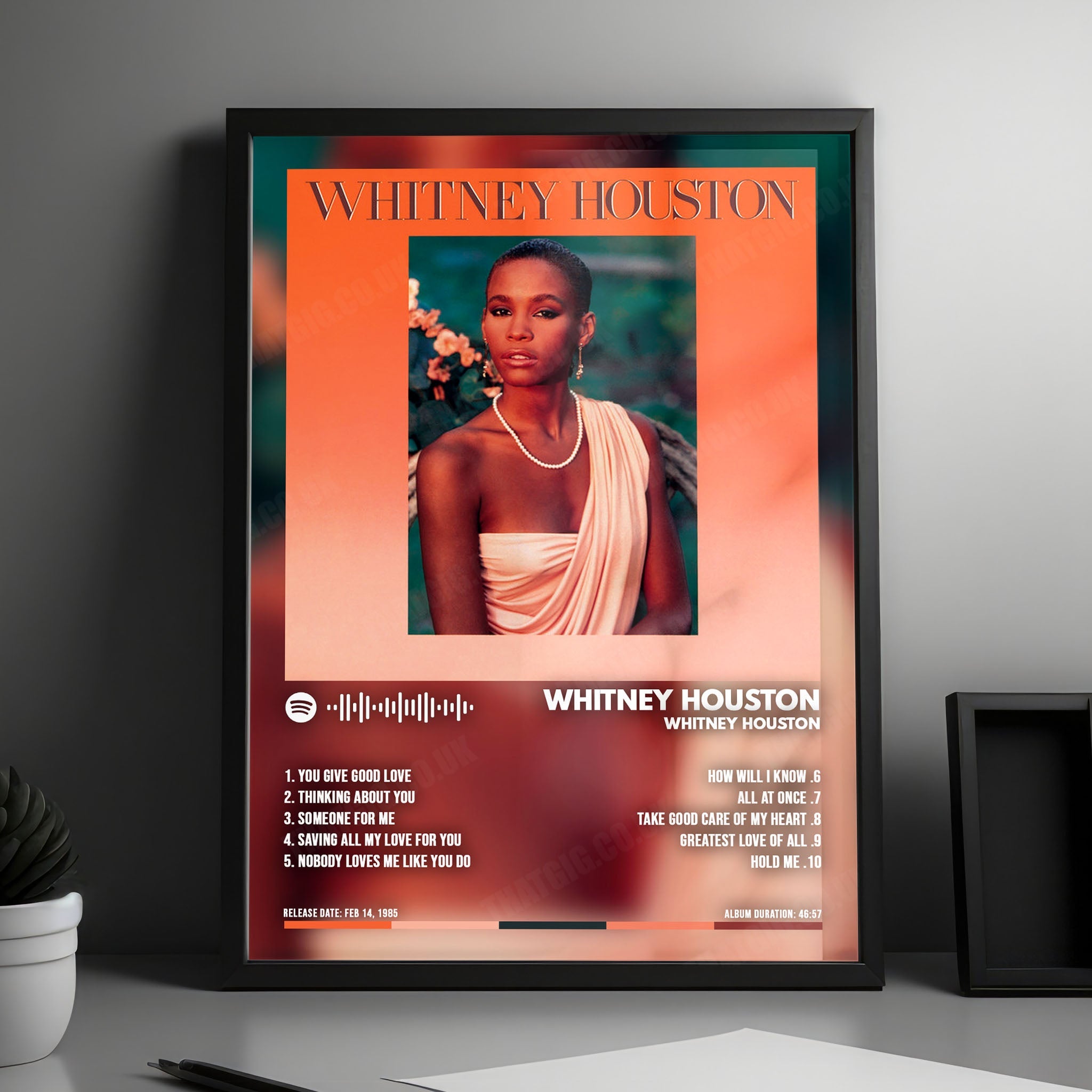 Whitney Houston "Whitney Houston  " Album Cover Poster - with Complete Tracklist