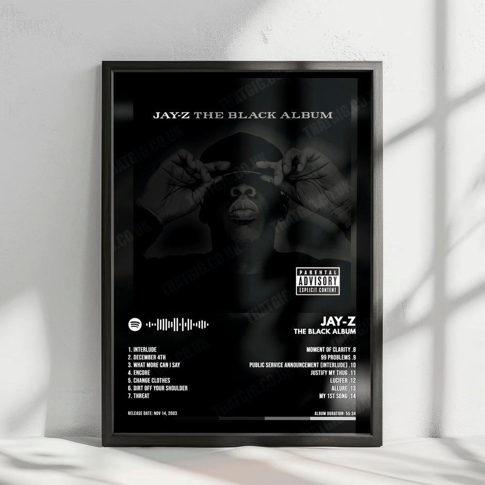 Jay-Z "The Black Album" Album Cover Poster - with Complete Tracklist