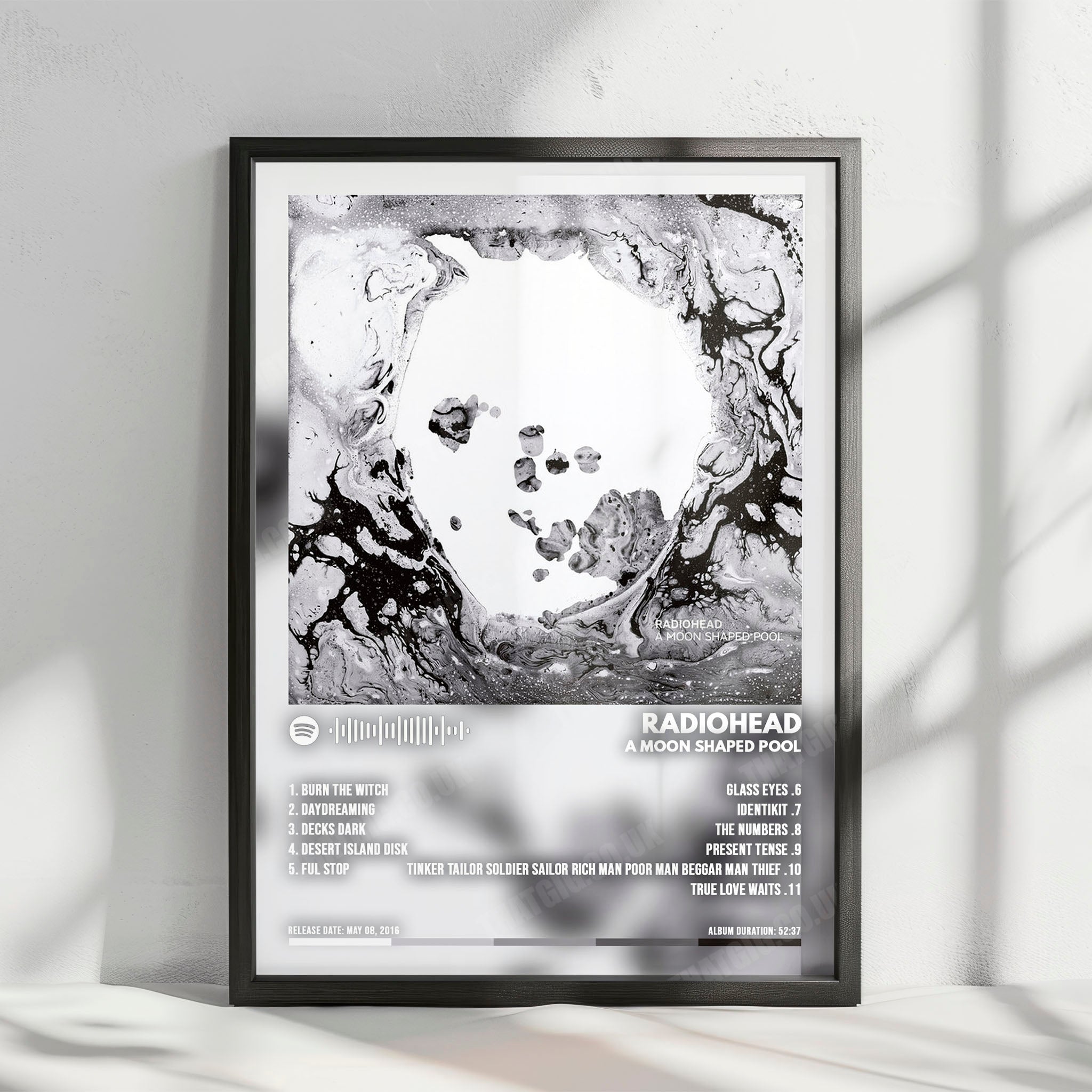 Radiohead "A Moon Shaped Pool" Album Cover Poster - with Complete Tracklist
