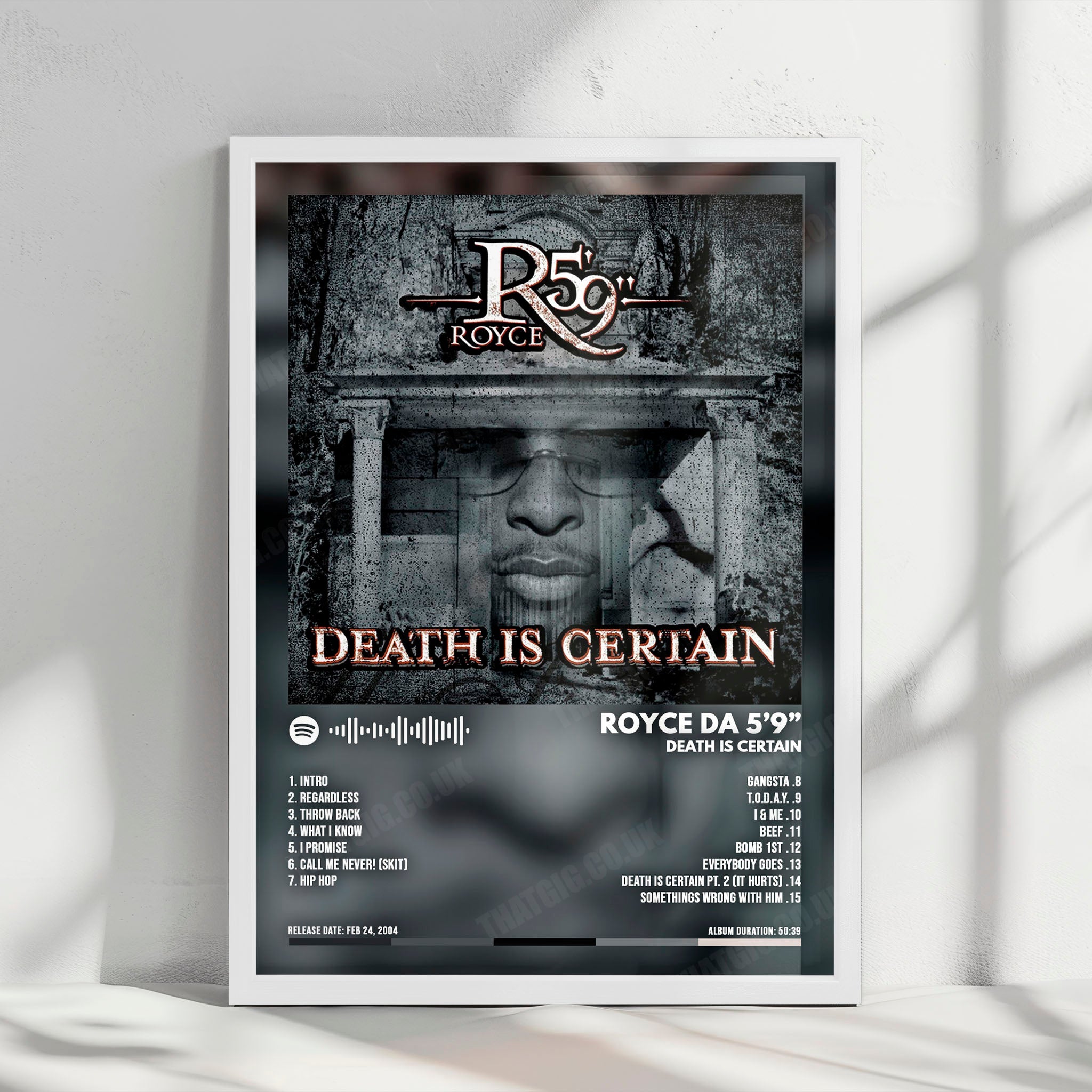 Royce da 5'9" "Death Is Certain" Album Cover Poster - with Complete Tracklist