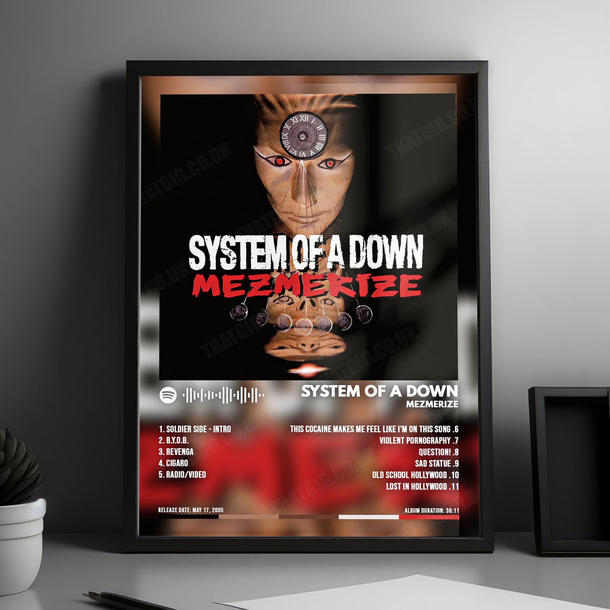 System of a Down "Mezmerize" Album Cover Poster - with Complete Tracklist