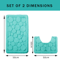 Cali Bubbles 2 Piece Duck Egg Bath Mat & Pedestal Set Non-Slip Soft & Absorbent Bathroom Mats for Comfort & Safety by OLIVIA ROCCO