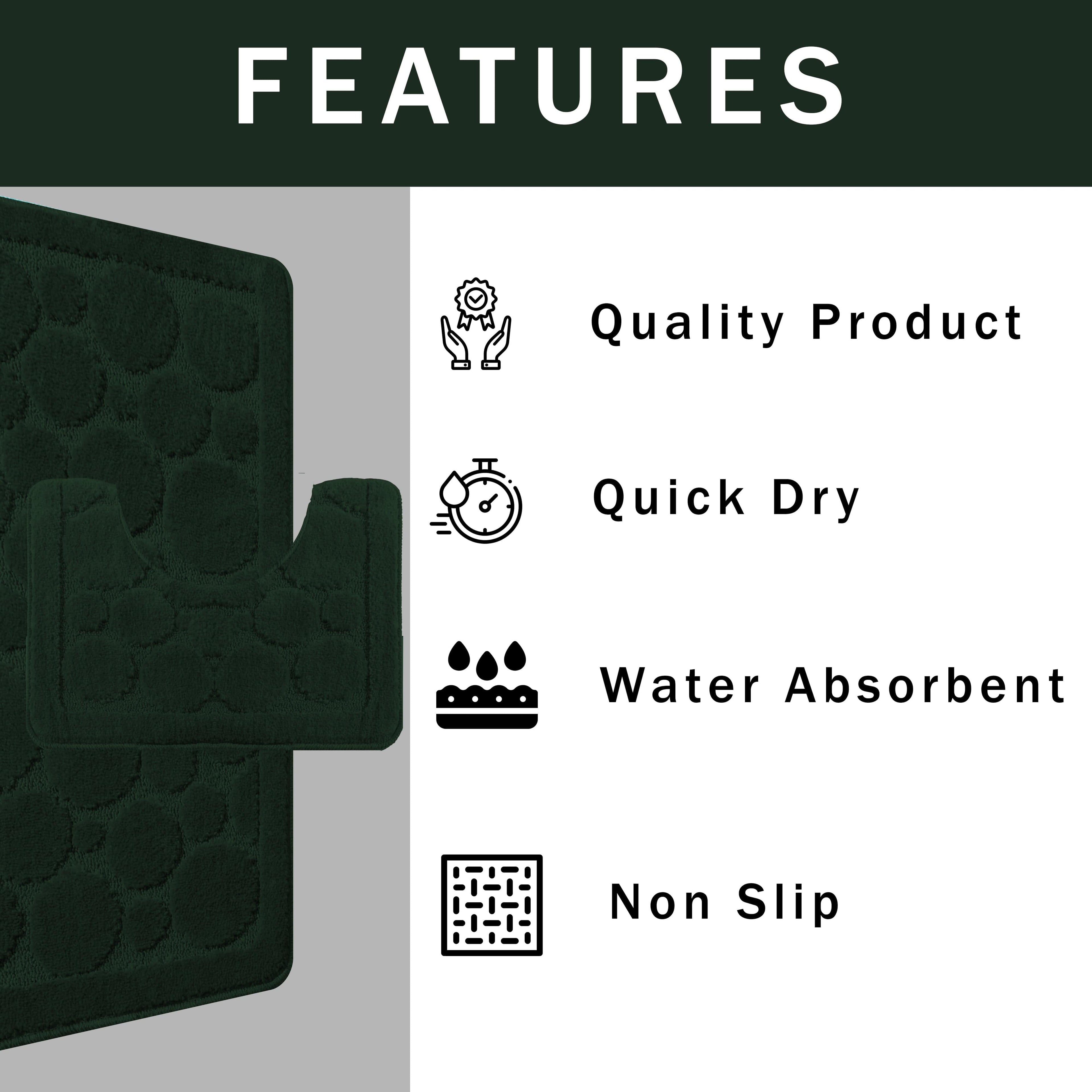 Cali Bubbles 2 Piece Emerald Green Bath Mat & Pedestal Set Non-Slip Soft & Absorbent Bathroom Mats for Comfort & Safety by OLIVIA ROCCO