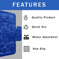 Cali Bubbles 2 Piece Royal Blue Bath Mat & Pedestal Set Non-Slip Soft & Absorbent Bathroom Mats for Comfort & Safety by OLIVIA ROCCO