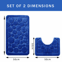 Cali Bubbles 2 Piece Royal Blue Bath Mat & Pedestal Set Non-Slip Soft & Absorbent Bathroom Mats for Comfort & Safety by OLIVIA ROCCO