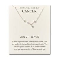 Cancer Star Sign Zodiac Constellation Necklace and Quote Card with Zircondia® Crystals