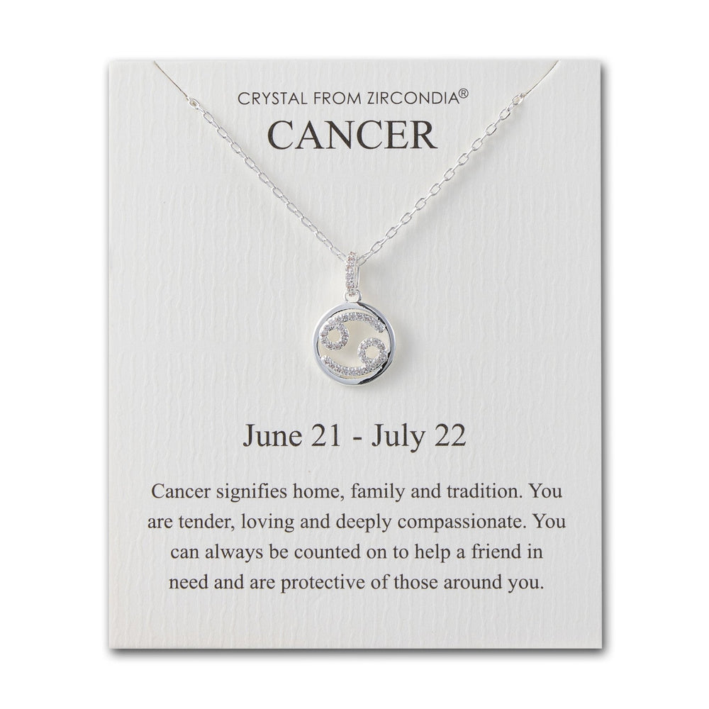 Cancer Star Sign Zodiac Necklace and Quote Card with Zircondia® Crystals