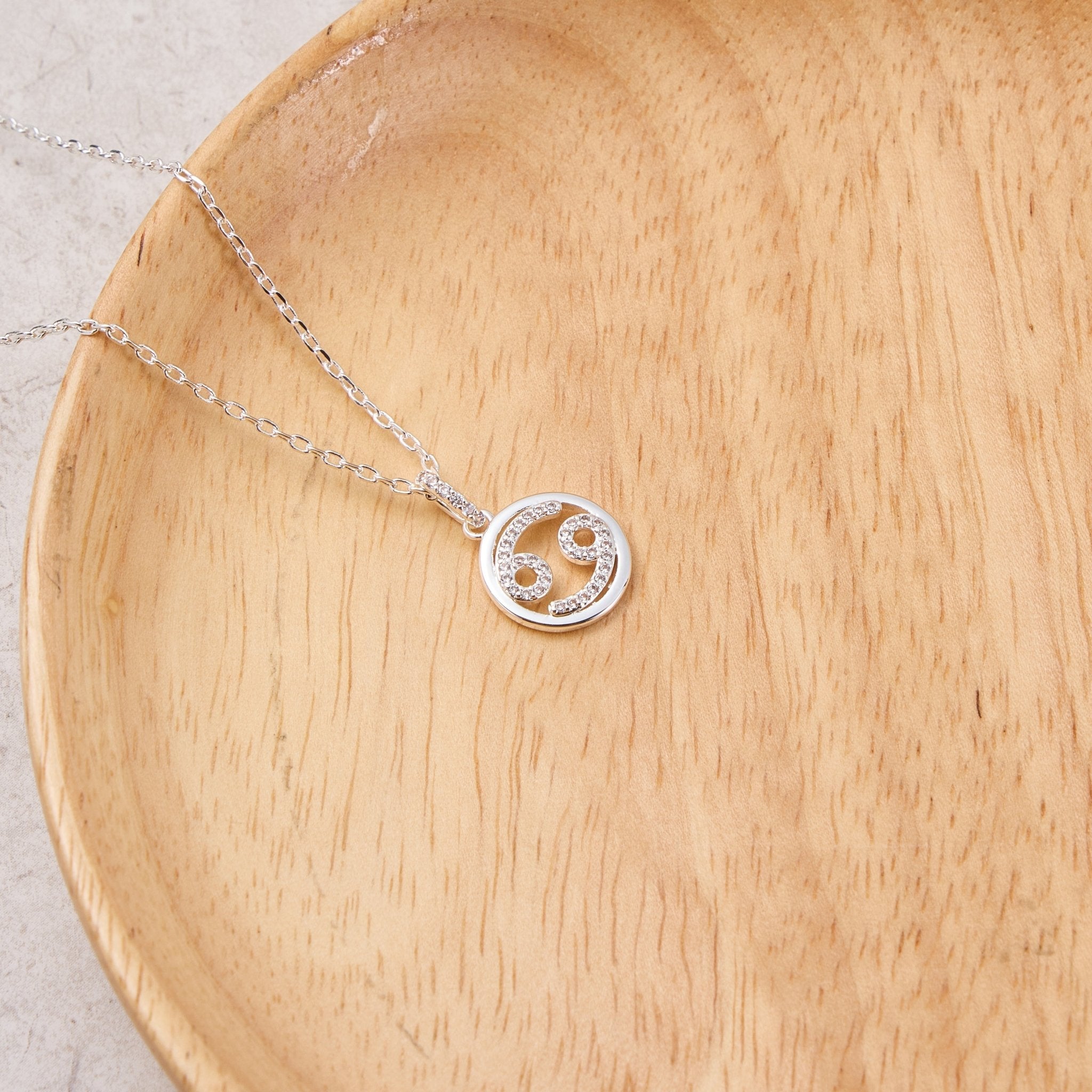 Cancer Star Sign Zodiac Necklace with Zircondia® Crystals