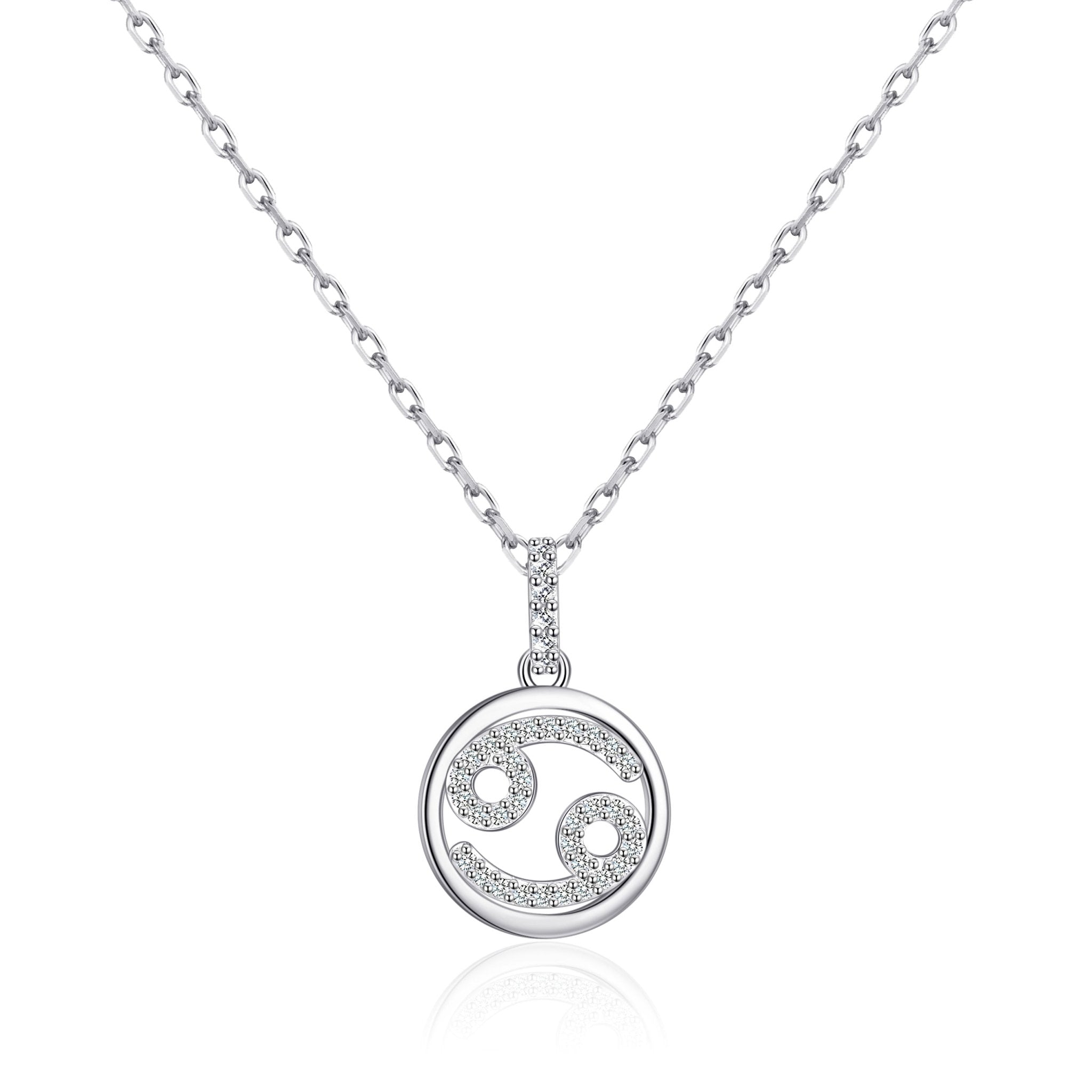 Cancer Star Sign Zodiac Necklace with Zircondia® Crystals