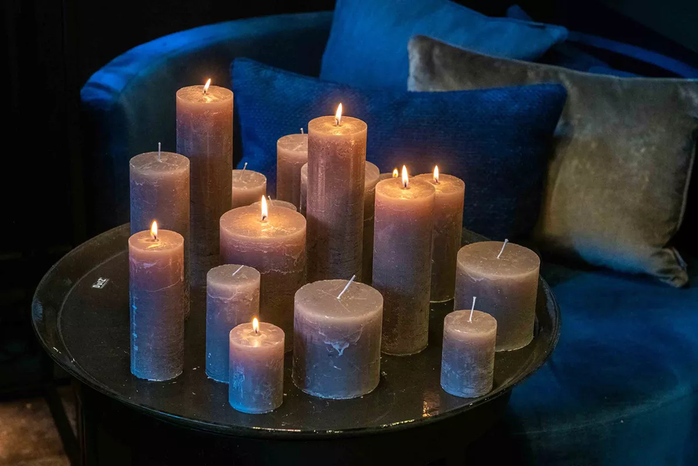 LUXURY RUSTIC CANDLE - LIGHTGREY