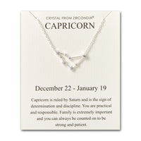 Capricorn Star Sign Zodiac Constellation Necklace and Quote Card with Zircondia® Crystals