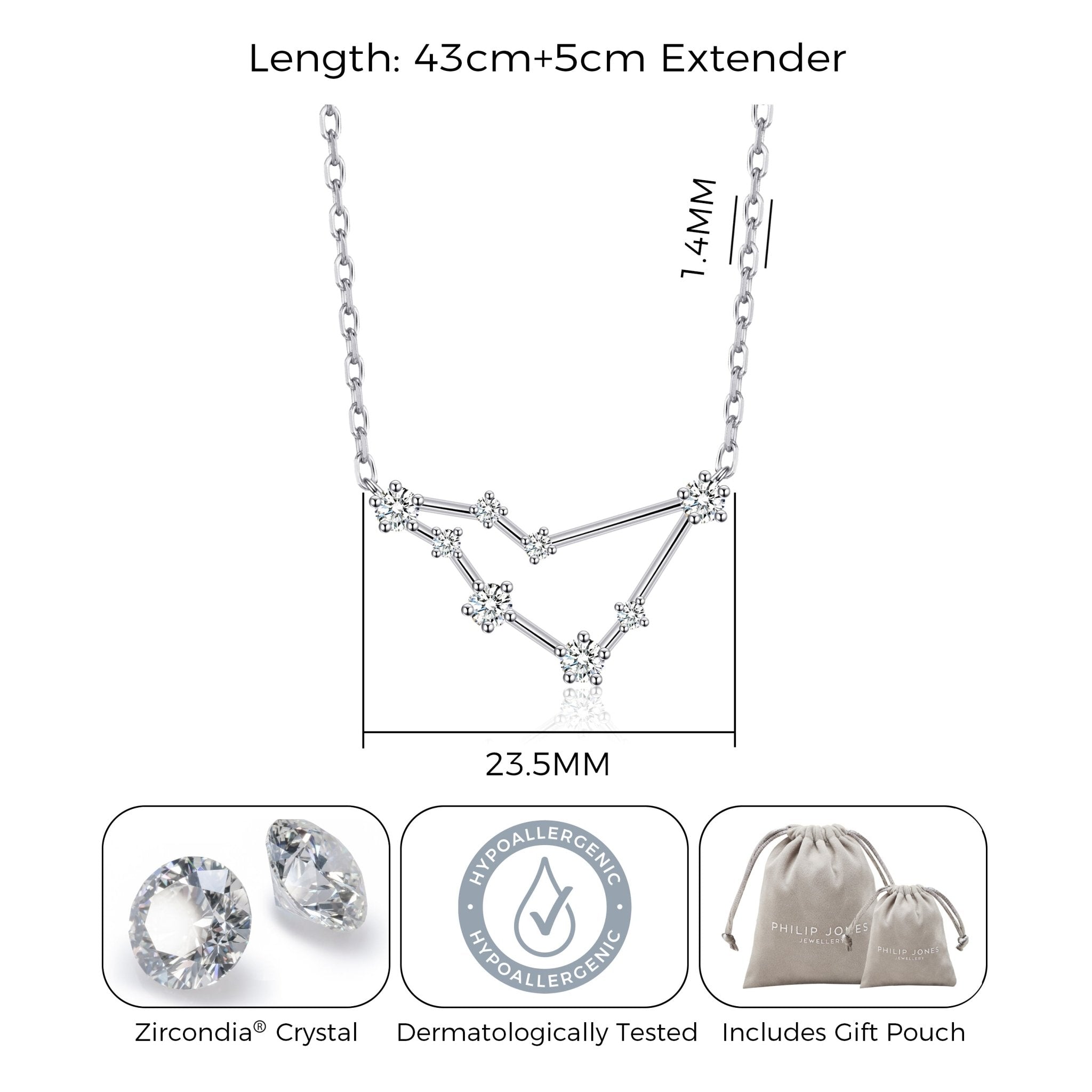 Capricorn Star Sign Zodiac Constellation Necklace and Quote Card with Zircondia® Crystals