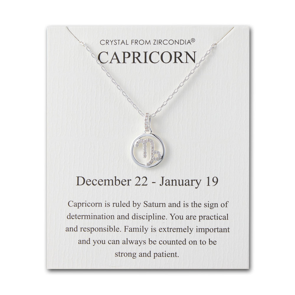 Capricorn Star Sign Zodiac Necklace and Quote Card with Zircondia® Crystals