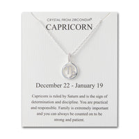 Capricorn Star Sign Zodiac Necklace and Quote Card with Zircondia® Crystals