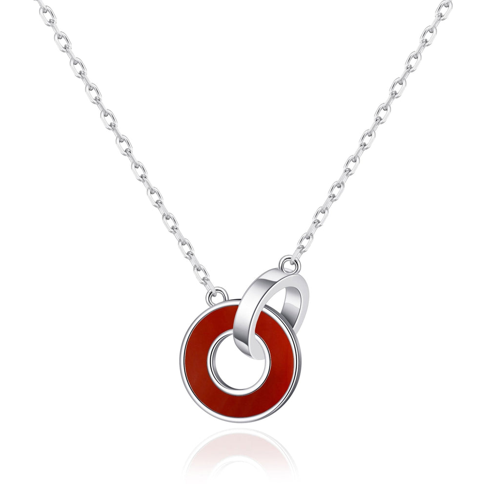 Carnelian Gemstone Circle Link Necklace