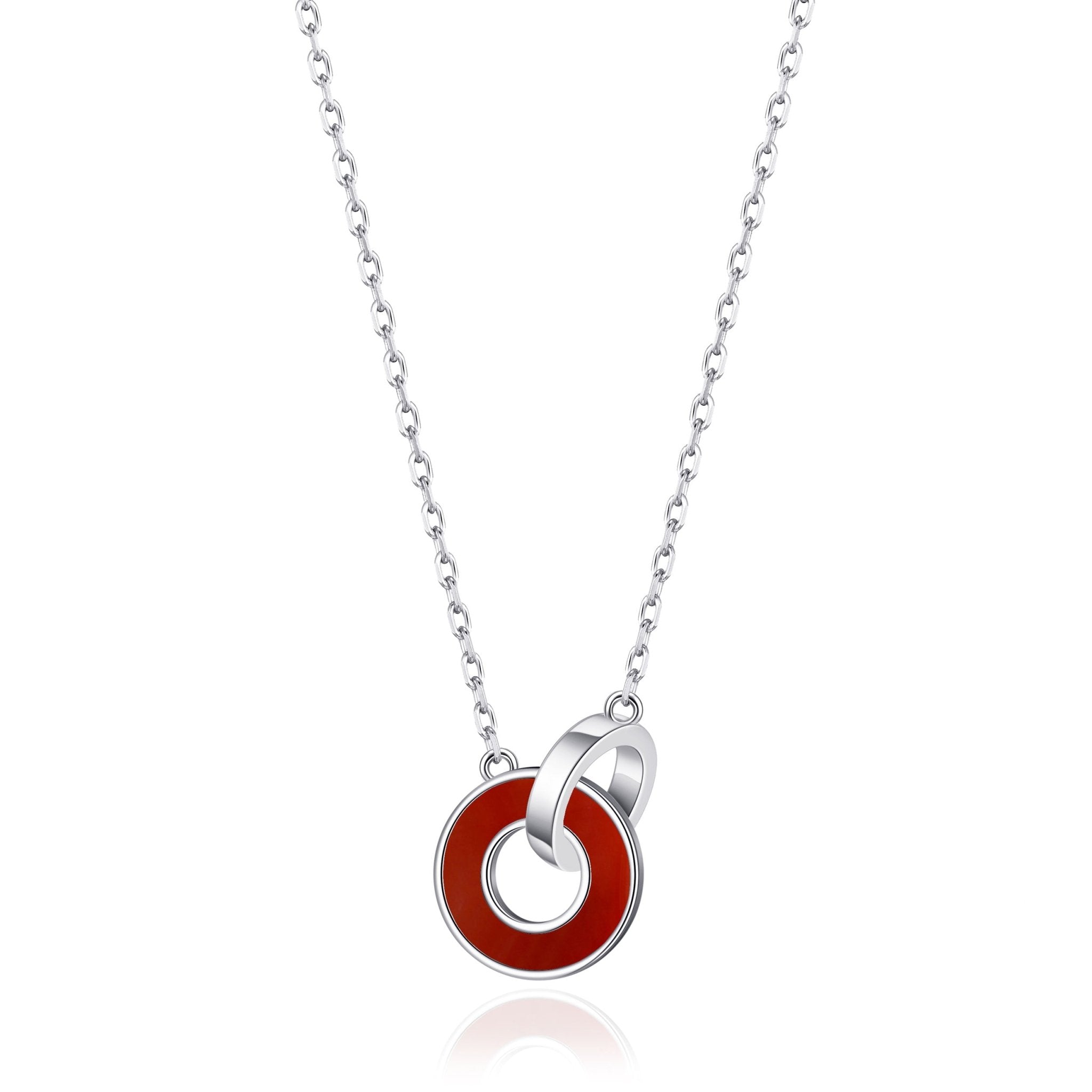 Carnelian Gemstone Circle Link Necklace