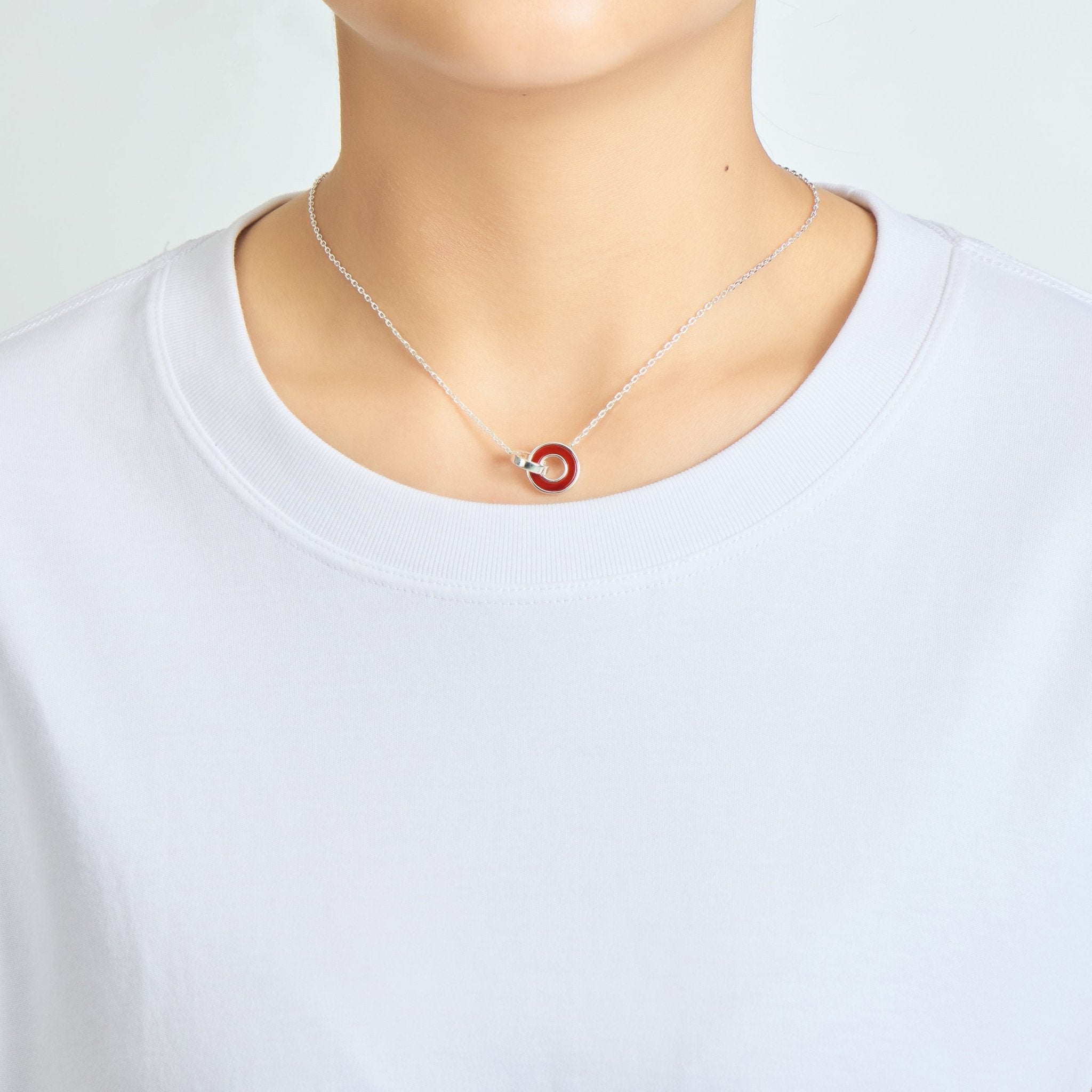 Carnelian Gemstone Circle Link Necklace
