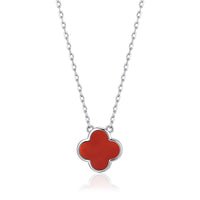 Carnelian Gemstone Clover Necklace