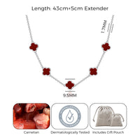 Carnelian Gemstone Multi Clover Necklace