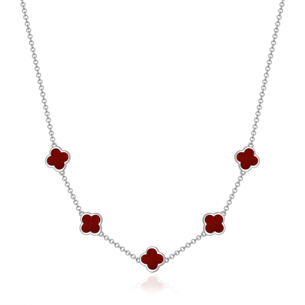 Carnelian Gemstone Multi Clover Necklace