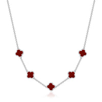 Carnelian Gemstone Multi Clover Necklace