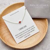 Carnelian Heart Gemstone Bracelet with Quote Card Created with Zircondia® Crystals