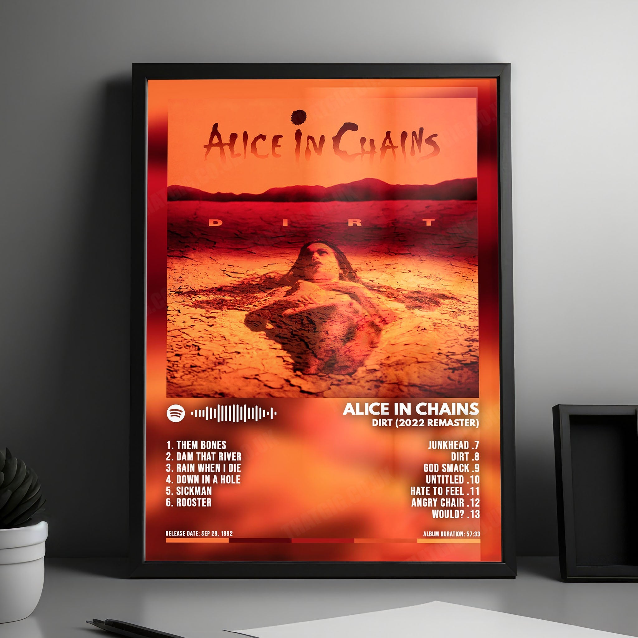 Alice in Chains "Dirt" Album Cover Poster - with Complete Tracklist