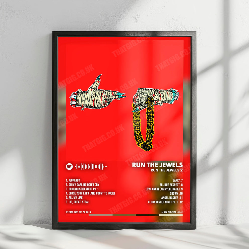 Run The Jewels "Run The Jewels 2" Album Cover Poster - with Complete Tracklist