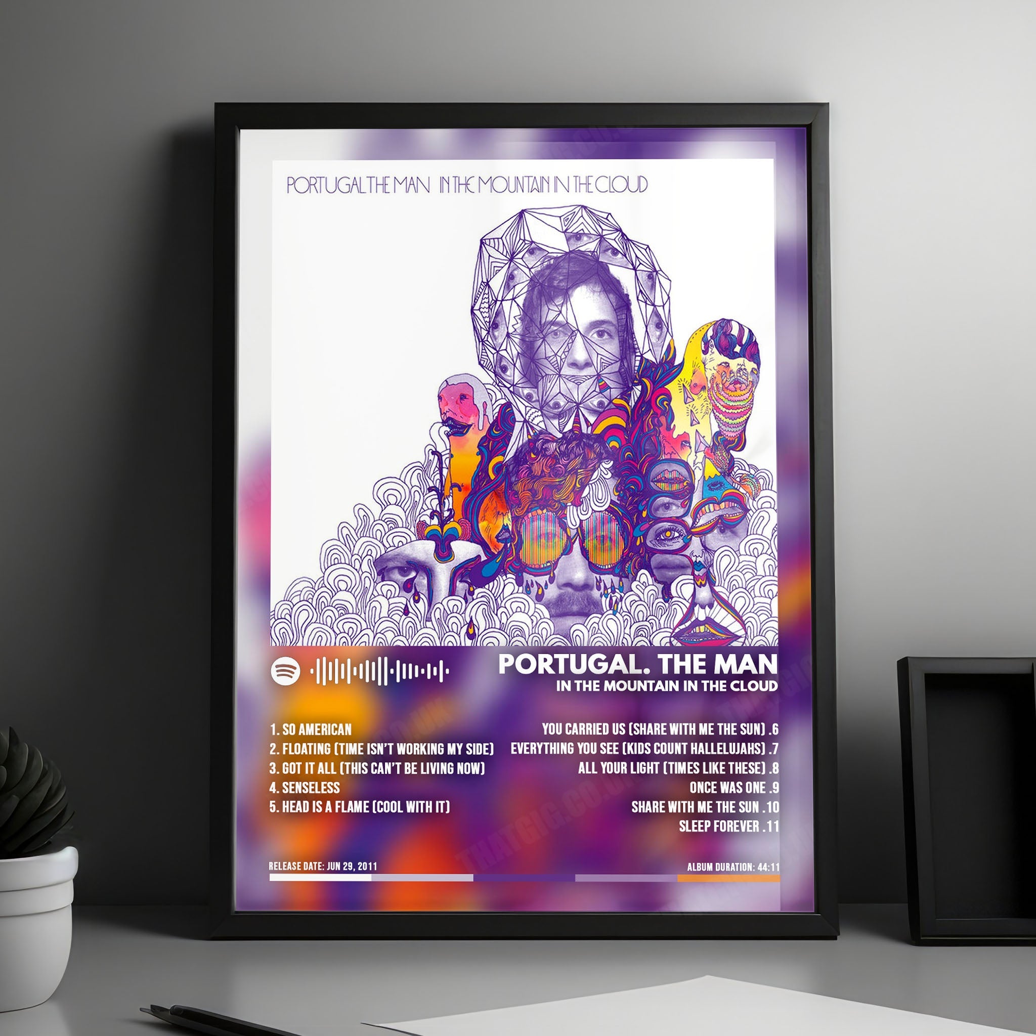 Portugal. The Man "In the Mountain in the Cloud" Album Cover Poster - with Complete Tracklist