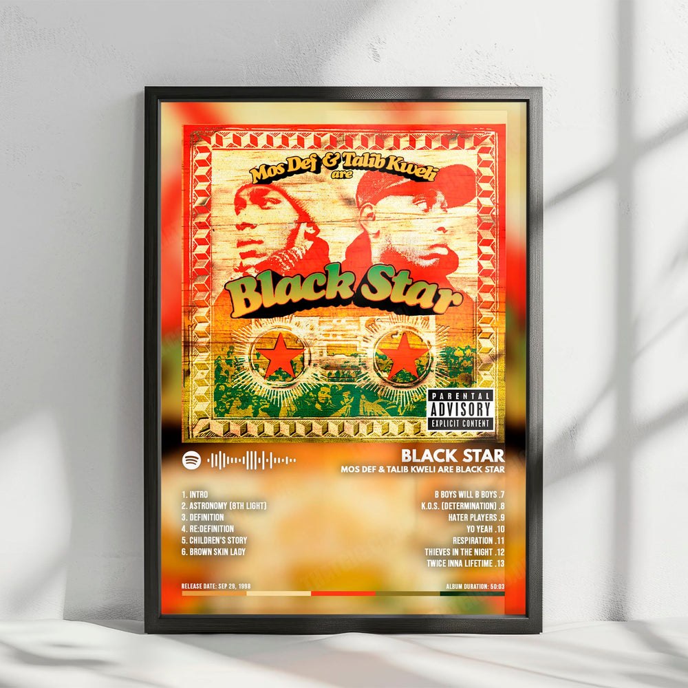 Black Star "Mos Def & Talib Kweli Are Black Star" Album Cover Poster - with Complete Tracklist