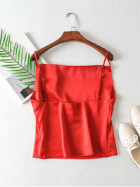 Cowl Neck Cami Top In Red