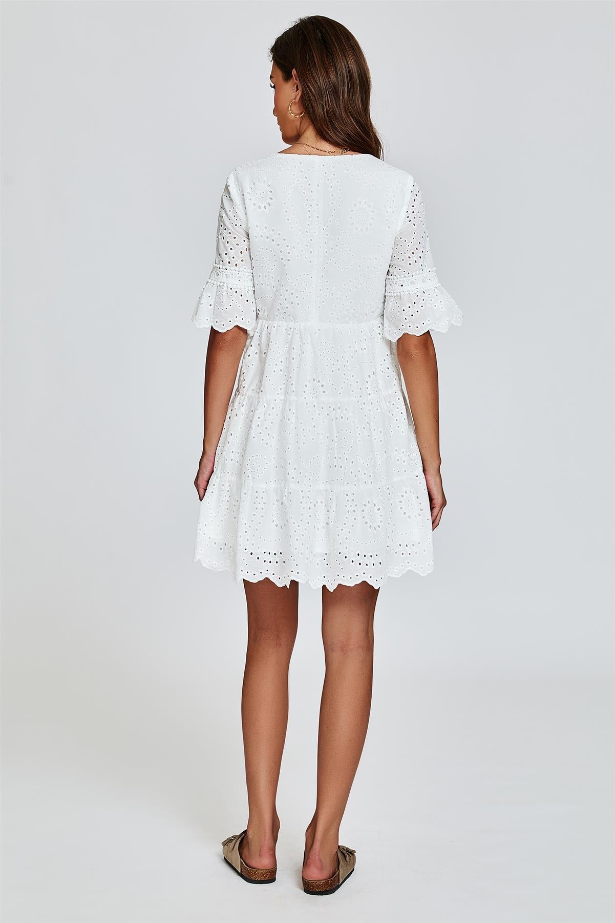 Lace Mini Dress In White
