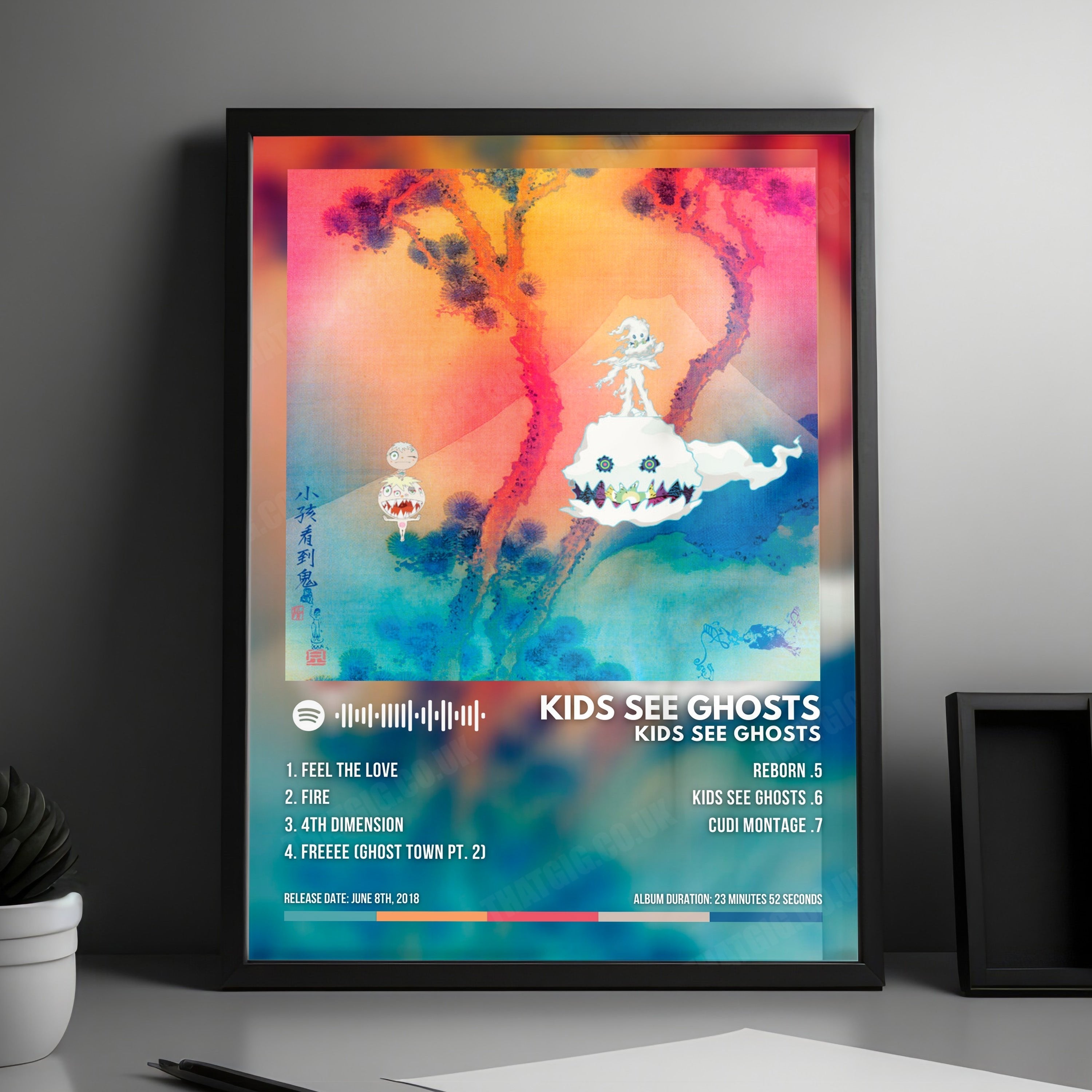 Kids See Ghosts "Kids See Ghosts" Album Cover Poster - with Complete Tracklist
