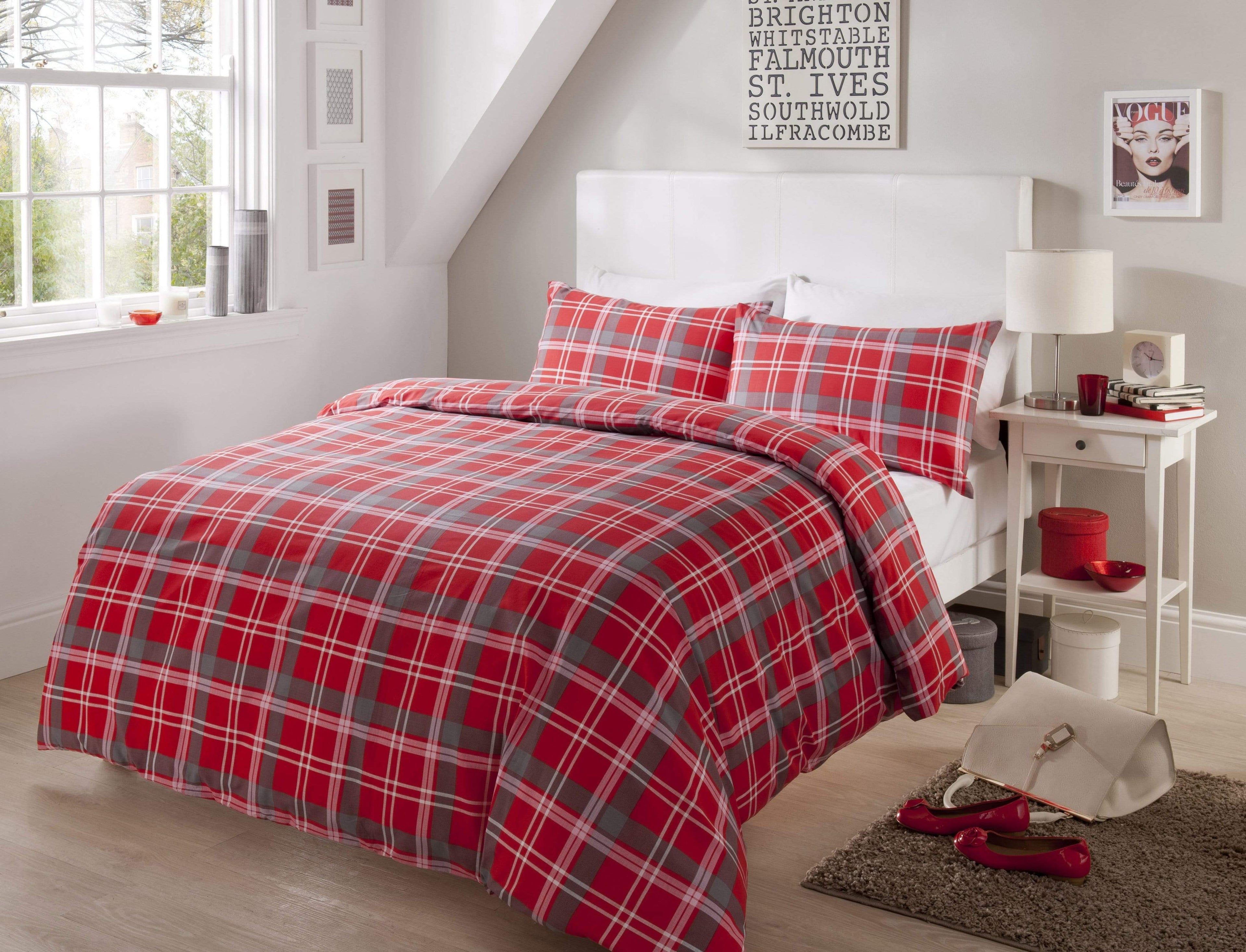 Check Luxurious Cotton-Rich Duvet Set with Pillowcases Soft Durable Bedding in All Sizes Stylish Bedroom Decor OEKO-TEX Certified by OLIVIA ROCCO