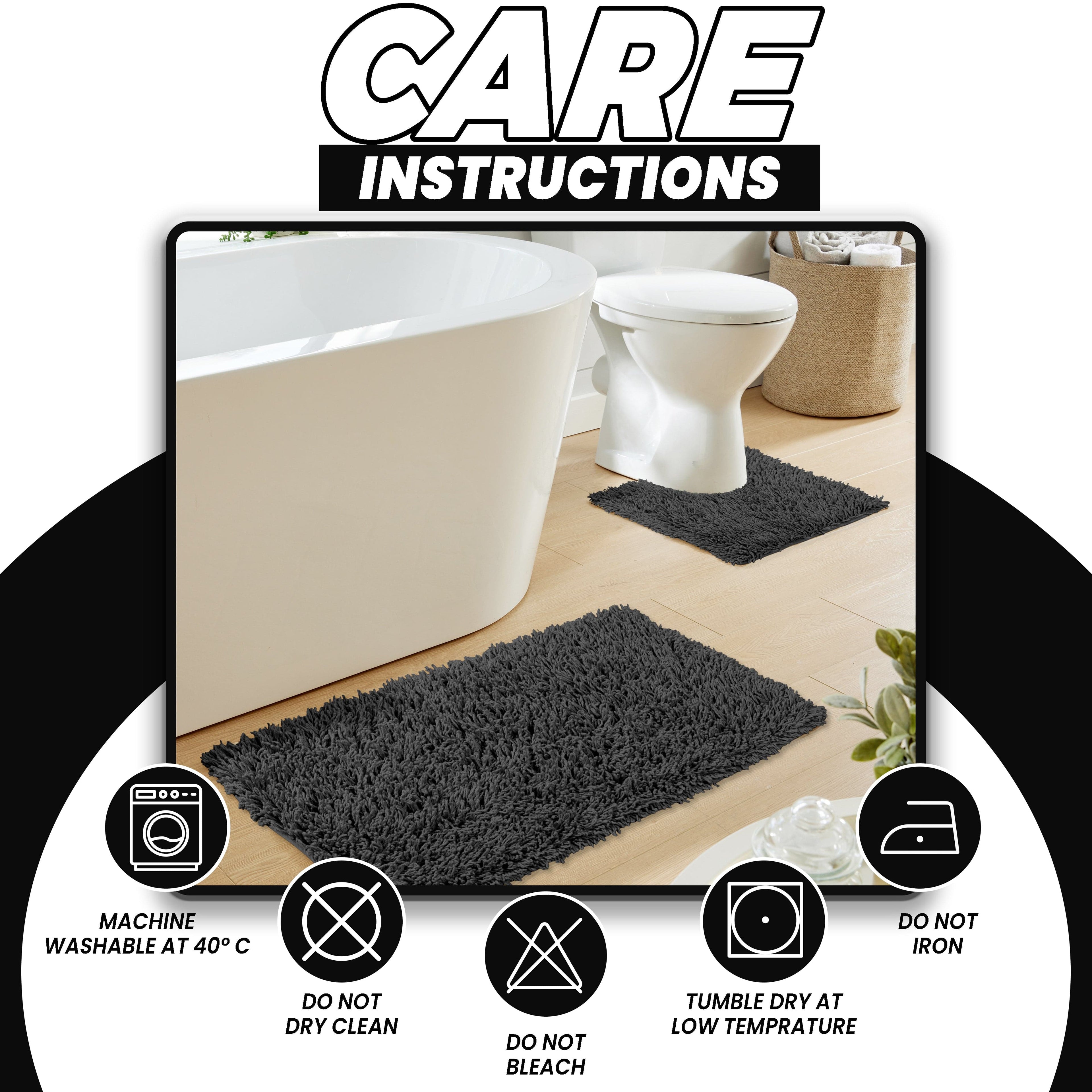 Como 2 Piece Black Bath Mat & Pedestal Set Non-Slip Super Absorbent Cotton Bathroom Mats by OLIVIA ROCCO