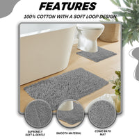 Como 2 Piece Grey Bath Mat & Pedestal Set Non-Slip Super Absorbent Cotton Bathroom Mats by OLIVIA ROCCO