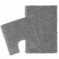 Como 2 Piece Grey Bath Mat & Pedestal Set Non-Slip Super Absorbent Cotton Bathroom Mats by OLIVIA ROCCO