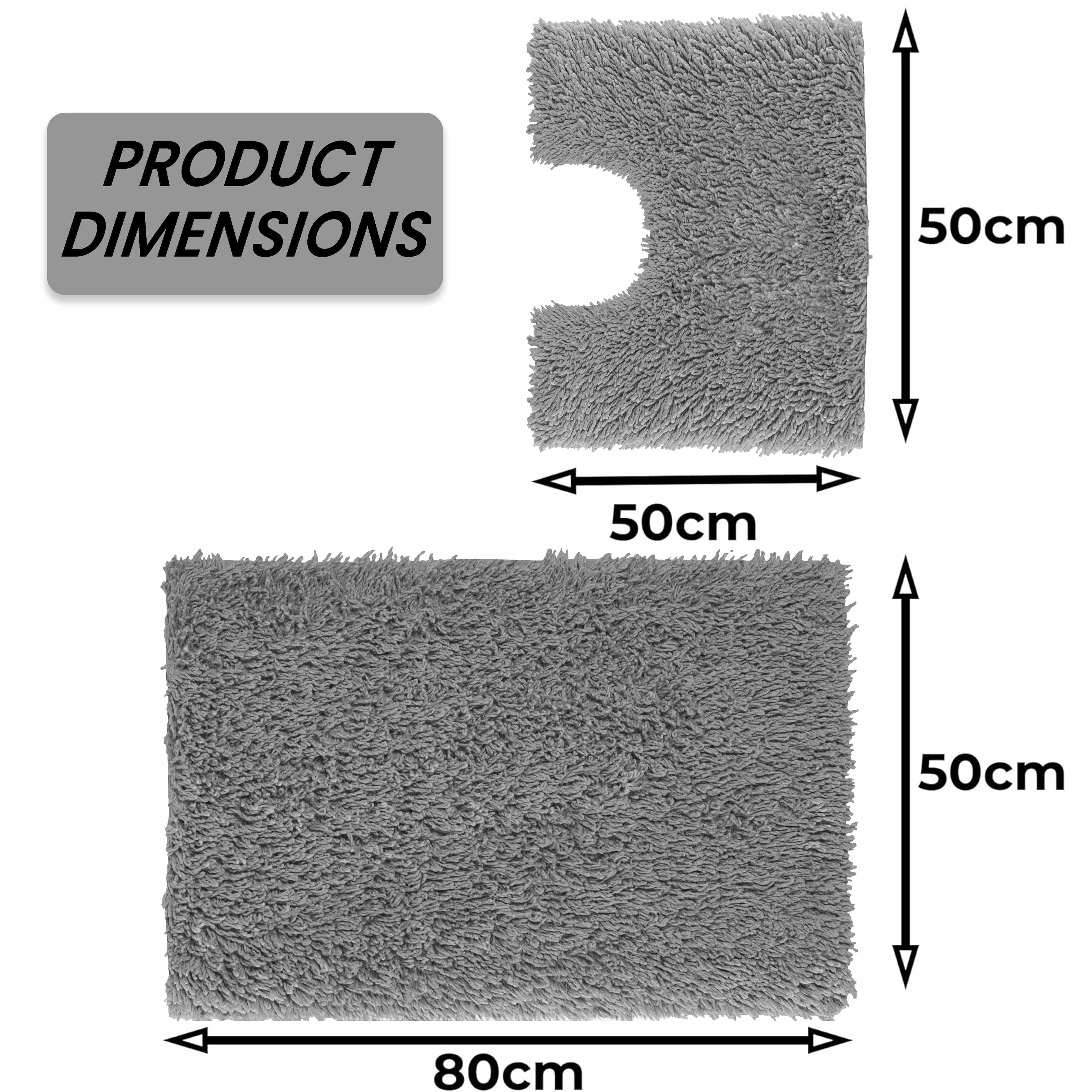 Como 2 Piece Grey Bath Mat & Pedestal Set Non-Slip Super Absorbent Cotton Bathroom Mats by OLIVIA ROCCO