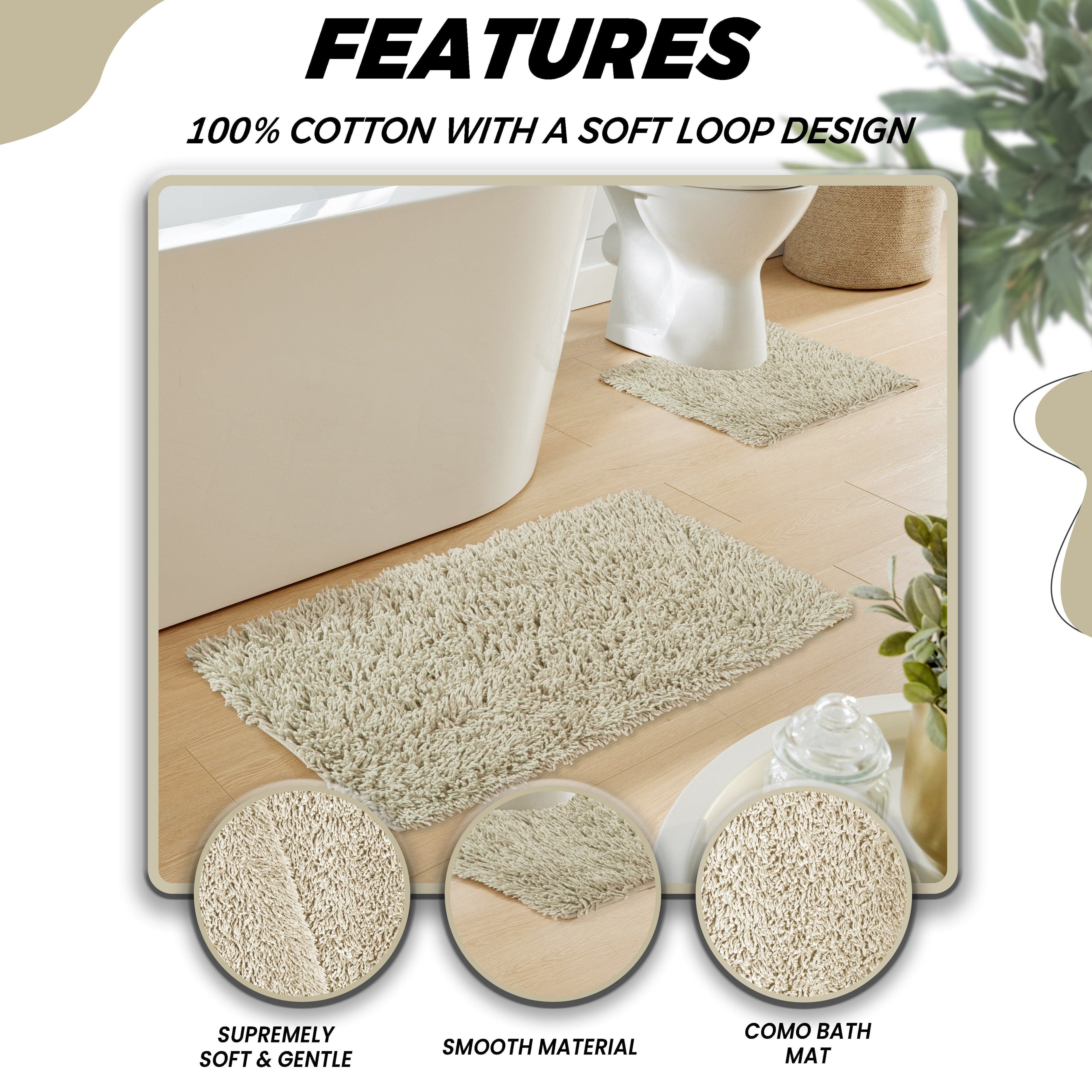 Como 2 Piece Natural Bath Mat & Pedestal Set Non-Slip Super Absorbent Cotton Bathroom Mats by OLIVIA ROCCO