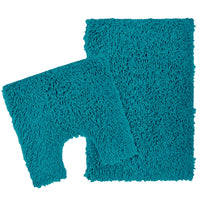 Como 2 Piece Teal Bath Mat & Pedestal Set Non-Slip Super Absorbent Cotton Bathroom Mats by OLIVIA ROCCO