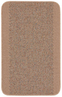 Washable Designer Beige Rug with Border for Easy Maintenance