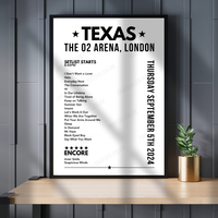 Texas Setlist Poster - The O2 Arena, London - September 5th, 2024