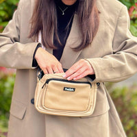 Crossbody Dog Walking Bag - Vegan Leather Tan