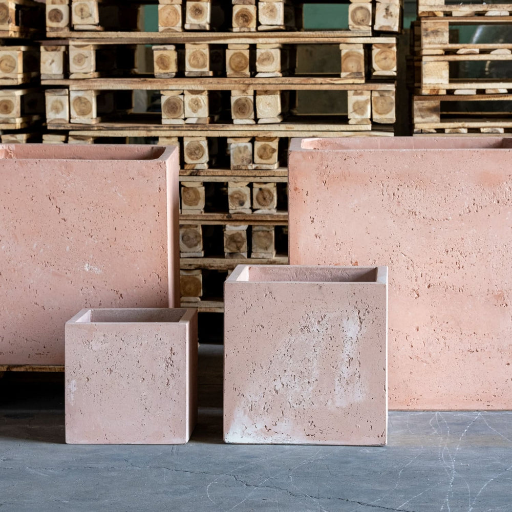 Cubrosa | Blushstone – 100cm XXL Concrete Square Planter – 782L Block Plant Pot