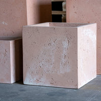 Cubrosa | Blushstone – 40cm Large Square Concrete Planter – 38L Cube Plant Pot